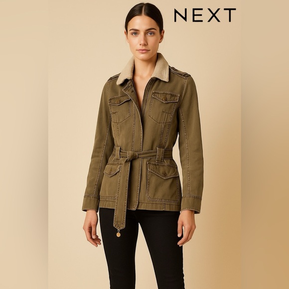 Next.Co.UK Jackets & Blazers - 🛍️SALE🛍️ NEXT Women's Cargo Army Distressed Faded Look Fur Lined Jacket